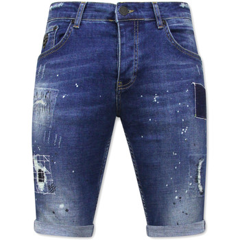 Textiel Heren Korte broeken / Bermuda's Local Fanatic Korte Jeans Verfspatten Stretch SH Blauw