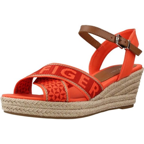 Schoenen Dames Sandalen / Open schoenen Tommy Hilfiger WEBBING LOW WEDGE Orange