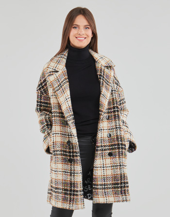 Textiel Dames Mantel jassen Desigual COAT DUKE Ecru / Grijs / Mosterd