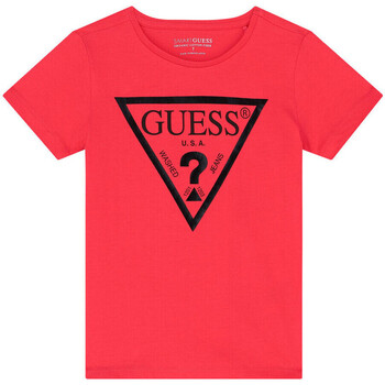 Textiel Meisjes T-shirts korte mouwen Guess  Roze