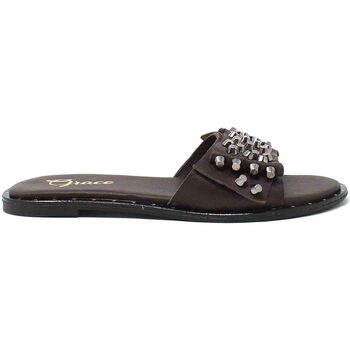 Schoenen Dames Leren slippers Grace Shoes 220290 Brown