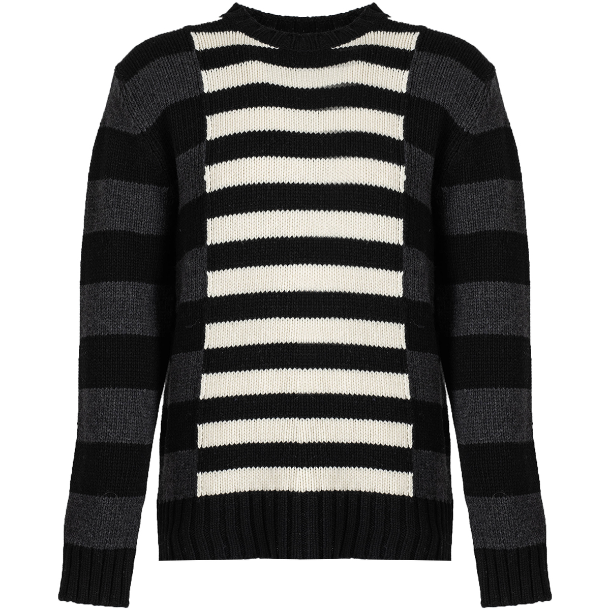 Textiel Heren Truien Les Hommes LLK113-654U | Wool Stripes Round Neck Jumper Zwart
