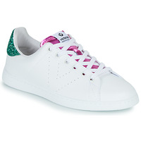 Schoenen Dames Lage sneakers Victoria TENIS EFECTO PIEL GLITTER Wit / Groen / Roze