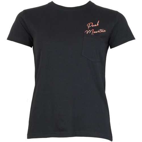 Textiel Dames T-shirts korte mouwen Peak Mountain T-shirt manches courtes femme AJOJO Zwart