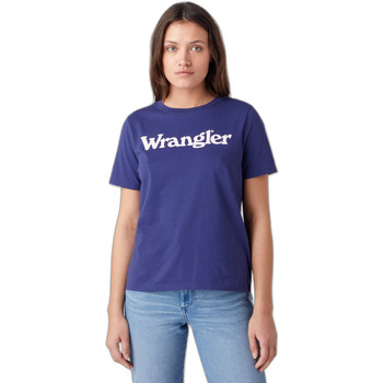 Textiel Dames T-shirts korte mouwen Wrangler T-shirt femme  Regular Blauw