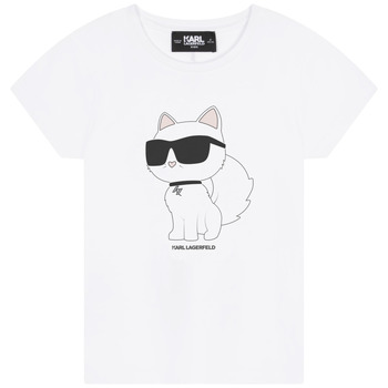 Textiel Meisjes T-shirts korte mouwen Karl Lagerfeld  Wit