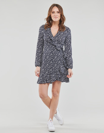 Only ONLCARLY L/S WRAP SHORT DRESS Marine / Wit