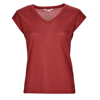 Textiel Dames T-shirts korte mouwen Only ONLSILVERY S/S V NECK LUREX TOP Rood