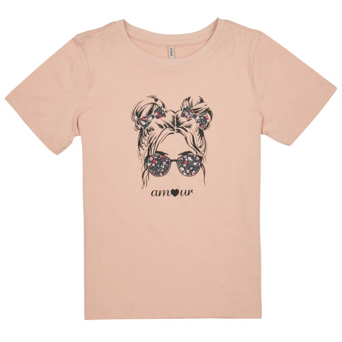 Textiel Meisjes T-shirts korte mouwen Only KOGKITA-REG-S/S-AMOUR-TOP-JRS Roze