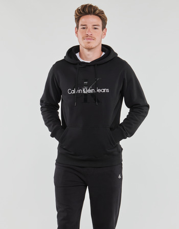 Textiel Heren Sweaters / Sweatshirts Calvin Klein Jeans MONOLOGO REGULAR HOODIE Zwart