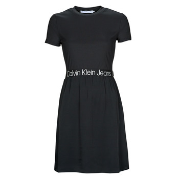 Textiel Dames Korte jurken Calvin Klein Jeans LOGO ELASTIC DRESS Zwart