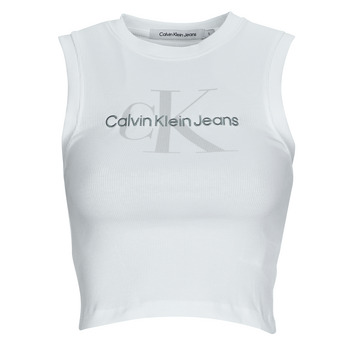Textiel Dames T-shirts korte mouwen Calvin Klein Jeans ARCHIVAL MONOLOGO RIB TANK TOP Wit