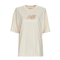 Textiel Dames T-shirts korte mouwen New Balance Essentials Stacked Logo T-Shirt Beige