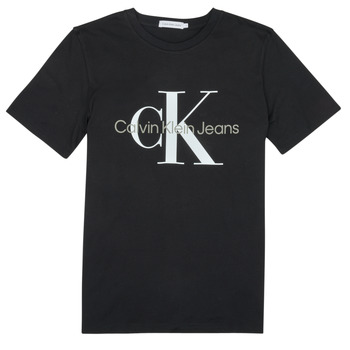 Textiel Kinderen T-shirts korte mouwen Calvin Klein Jeans MONOGRAM LOGO T-SHIRT Zwart