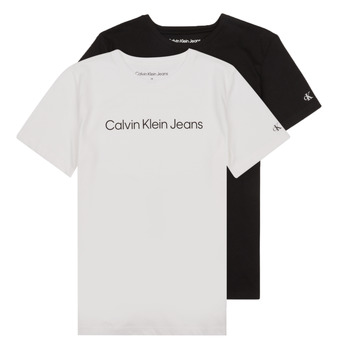 Textiel Jongens T-shirts korte mouwen Calvin Klein Jeans CKJ LOGO 2-PACK T-SHIRT X2 Zwart / Wit