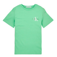 Textiel Jongens T-shirts korte mouwen Calvin Klein Jeans CHEST MONOGRAM TOP Groen