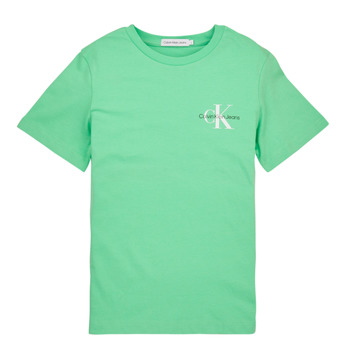 Textiel Jongens T-shirts korte mouwen Calvin Klein Jeans CHEST MONOGRAM TOP Groen