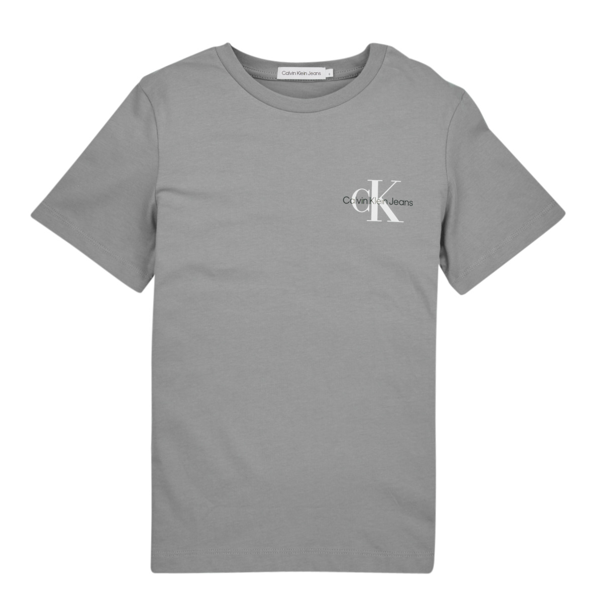 Textiel Jongens T-shirts korte mouwen Calvin Klein Jeans CHEST MONOGRAM TOP Grijs