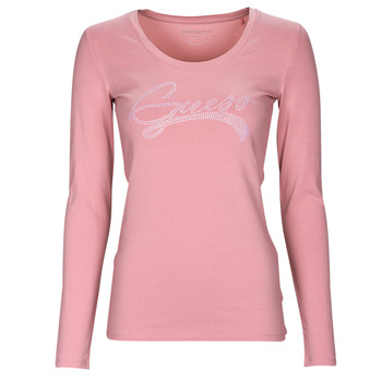 Textiel Dames T-shirts met lange mouwen Guess LS SN ADELINA TEE Roze