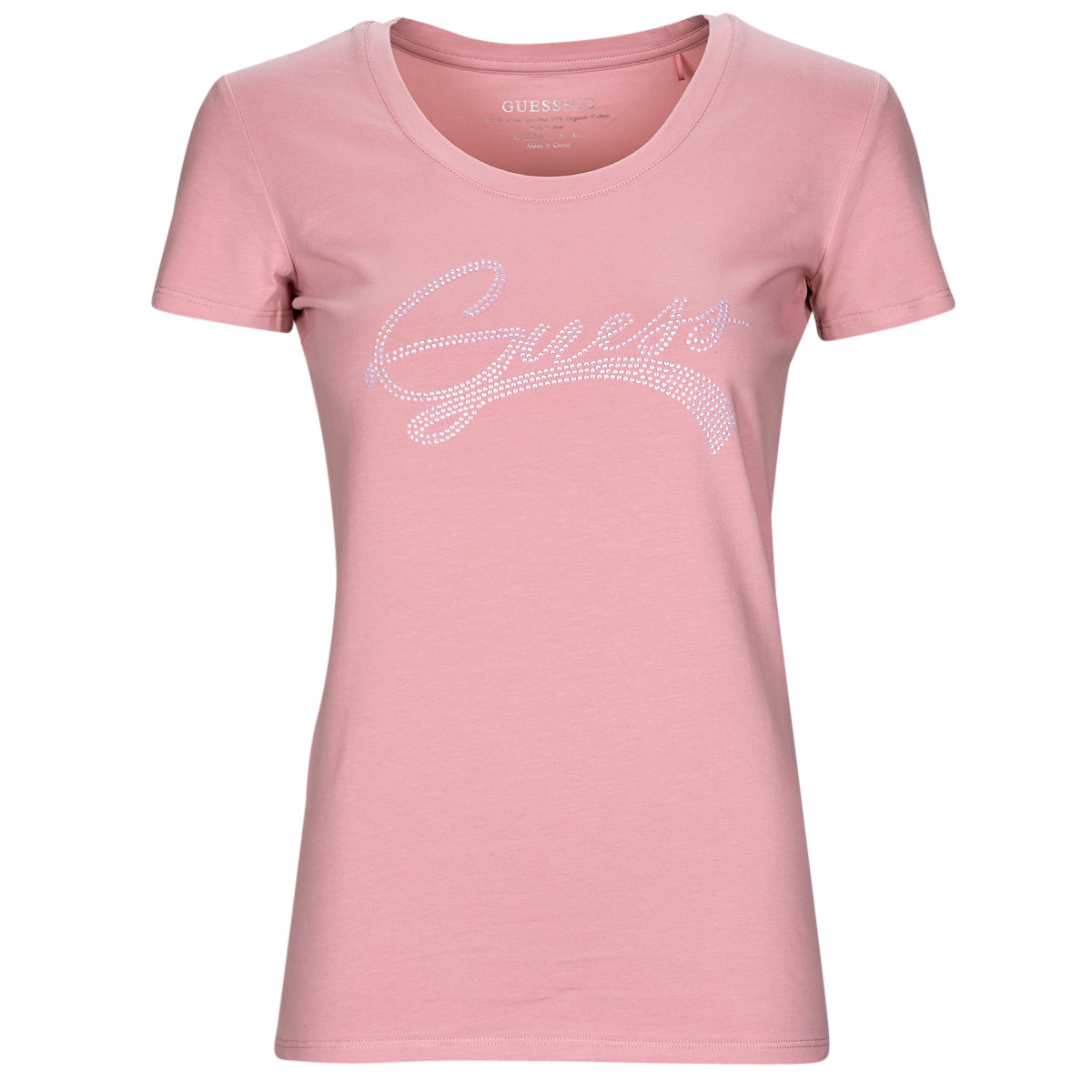 Textiel Dames T-shirts korte mouwen Guess SS RN ADELINA TEE Roze