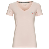 Textiel Dames T-shirts korte mouwen Guess SS VN MINI TRIANGLE TEE Roze