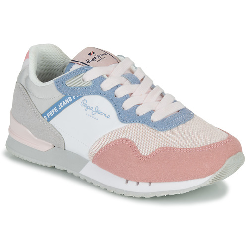 Pepe jeans LONDON BASIC G Wit / Roze - Gratis levering | Spartoo.be - Schoenen Lage sneakers Kind €