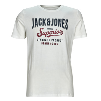 Textiel Heren T-shirts korte mouwen Jack & Jones JJELOGO TEE SS O-NECK Ecru