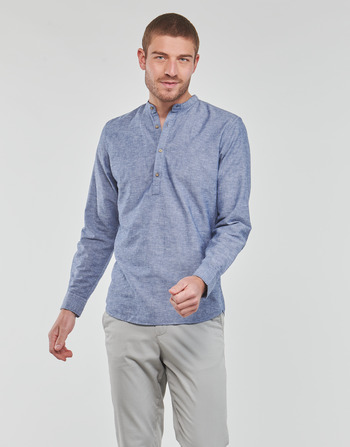 Textiel Heren Overhemden lange mouwen Jack & Jones JPRBLASUMMER HALF PLACKET SHIRT L/S Blauw