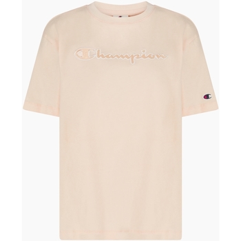 Textiel Dames T-shirts korte mouwen Champion T-shirt femme  Rochester Logo Roze