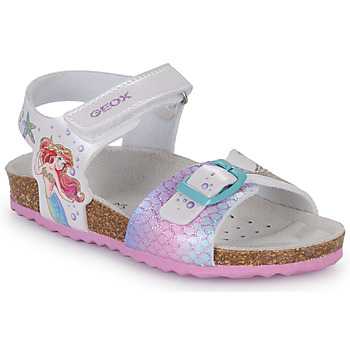 Schoenen Meisjes Sandalen / Open schoenen Geox J ADRIEL GIRL Wit / Zilver / Roze
