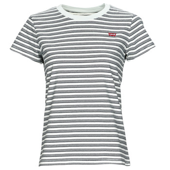 Textiel Dames T-shirts korte mouwen Levi's PERFECT TEE Multi / Grunge / Streep / Kalk / Blauw