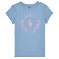 Textiel Meisjes T-shirts korte mouwen Polo Ralph Lauren SS GRAPHIC T-KNIT SHIRTS-T-SHIRT Blauw / Ciel / Roze
