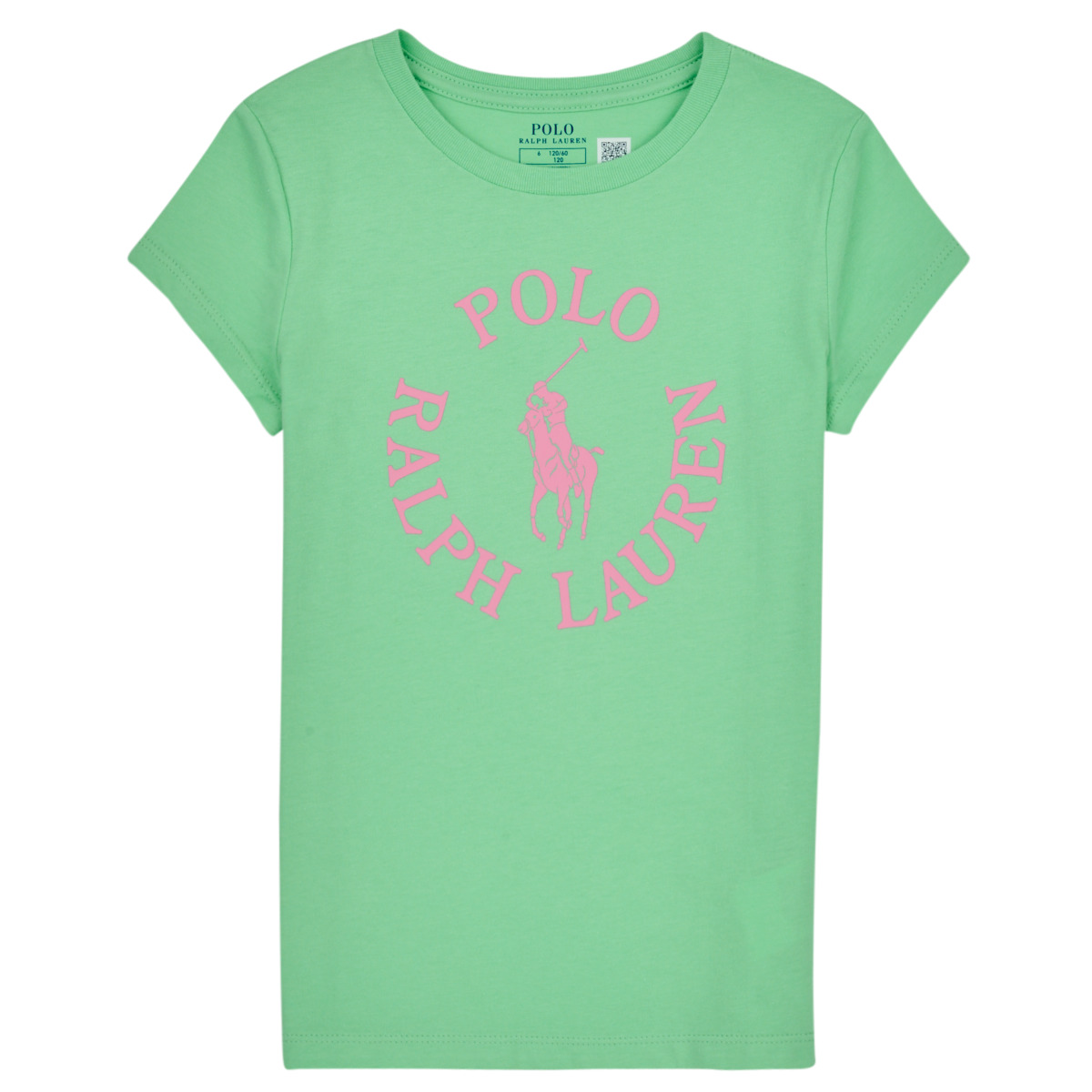 Textiel Meisjes T-shirts korte mouwen Polo Ralph Lauren SS GRAPHIC T-KNIT SHIRTS-T-SHIRT Groen / Roze