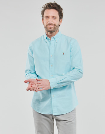Textiel Heren Overhemden lange mouwen Polo Ralph Lauren CHEMISE COUPE DROITE EN OXFORD Turquoise