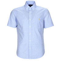Textiel Heren Overhemden korte mouwen Polo Ralph Lauren CHEMISE COUPE DROITE EN SEERSUCKER Blauw / Wit