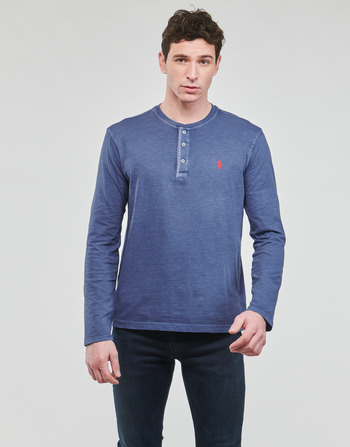 Textiel Heren T-shirts met lange mouwen Polo Ralph Lauren HENLEY Blauw / Oud / Royal