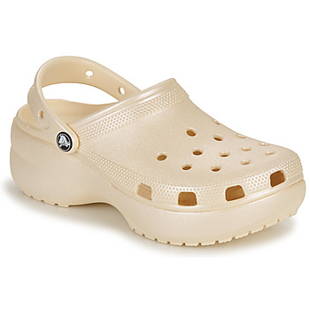 Schoenen Dames Klompen Crocs Classic Platform Shimmer Clog Beige / Glitter