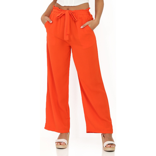 Textiel Dames Broeken / Pantalons La Modeuse 50140_P90029 Orange