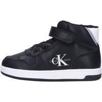 Schoenen Kinderen Slippers Calvin Klein Jeans Baskets montantes lacets/velcro enfant  black/white Wit