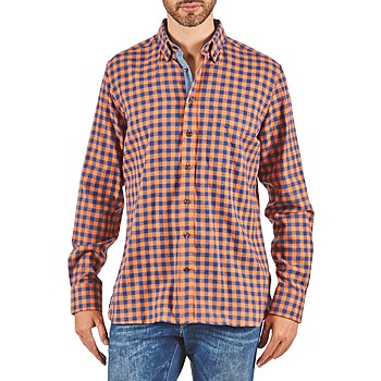 Textiel Heren Overhemden lange mouwen Hackett SOFT BRIGHT CHECK Orange / Blauw