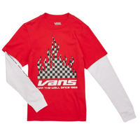 Textiel Jongens T-shirts met lange mouwen Vans REFLECTIVE CHECKERBOARD FLAME TWOFER Rood / Wit