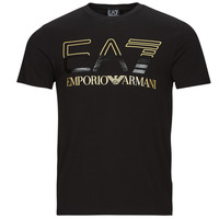 Textiel Heren T-shirts korte mouwen Emporio Armani EA7 3RPT07-PJLBZ Zwart / Goud