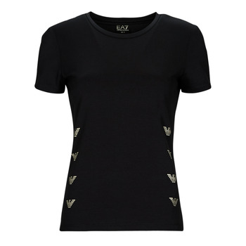 Textiel Dames T-shirts korte mouwen Emporio Armani EA7 3RTT08-TJDZZ Zwart / Goud