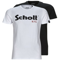 Textiel Heren T-shirts korte mouwen Schott TS 01 MC LOGO PACK X2 Zwart / Wit