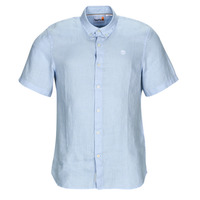 Textiel Heren Overhemden korte mouwen Timberland SS Mill River Linen Shirt Slim Blauw / Ciel