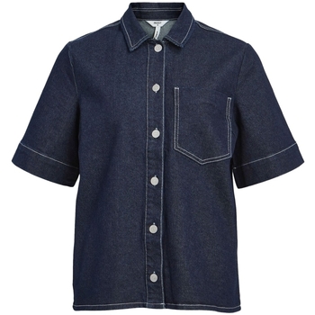 Textiel Dames Tops / Blousjes Object Shirt Gemme - Dark Blue Denim Blauw