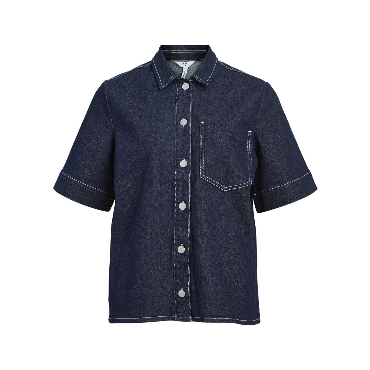 Textiel Dames Tops / Blousjes Object Shirt Gemme - Dark Blue Denim Blauw