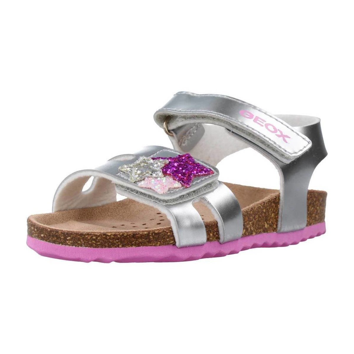 Schoenen Meisjes Sandalen / Open schoenen Geox B SANDAL CHALKI GIRL Zilver