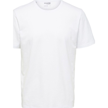 Textiel Heren T-shirts & Polo’s Selected Noos Pan Linen T-Shirt - Bright White Wit
