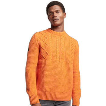 Textiel Heren Truien Superdry Pull en maille torsadée épaules tombantes Orange